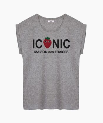 T-SHIRT FEMME GRIS ICONIC RED LOGO 1