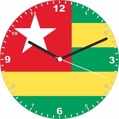 Flag Clock  - Beginning With R - Z, Flag Of Your Chosen Country On A Quartz Clock, Stand or Wall Mounted, 200mm - Togo