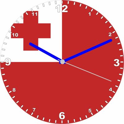 Flag Clock  - Beginning With R - Z, Flag Of Your Chosen Country On A Quartz Clock, Stand or Wall Mounted, 200mm - Tonga