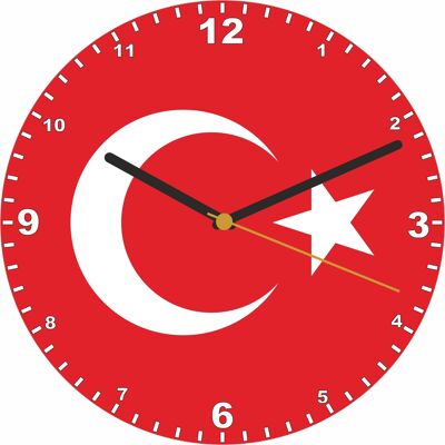 Flag Clock  - Beginning With R - Z, Flag Of Your Chosen Country On A Quartz Clock, Stand or Wall Mounted, 200mm - Turkey