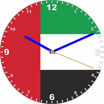 Flag Clock  - Beginning With R - Z, Flag Of Your Chosen Country On A Quartz Clock, Stand or Wall Mounted, 200mm - UAE