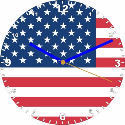Flag Clock  - Beginning With R - Z, Flag Of Your Chosen Country On A Quartz Clock, Stand or Wall Mounted, 200mm - USA