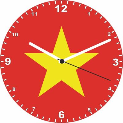Flag Clock  - Beginning With R - Z, Flag Of Your Chosen Country On A Quartz Clock, Stand or Wall Mounted, 200mm - Vietnam