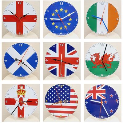 Flag Clock  - Beginning With H - Q, Flag Of Your Chosen Country On A Quartz Clock, Stand or Wall Mounted, 200mm 3