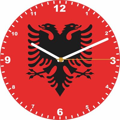 Flag Clock  - Beginning With A - G, Flag Of Your Chosen Country On A Quartz Clock, Stand or Wall Mounted, 200mm - Albania