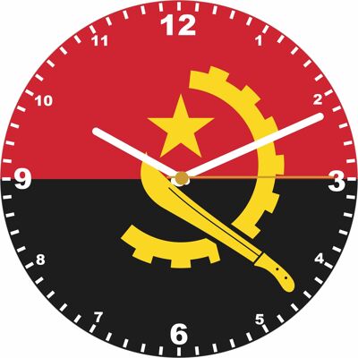 Flag Clock  - Beginning With A - G, Flag Of Your Chosen Country On A Quartz Clock, Stand or Wall Mounted, 200mm - Angola