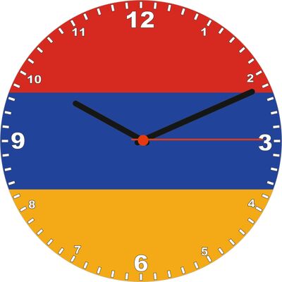 Flag Clock  - Beginning With A - G, Flag Of Your Chosen Country On A Quartz Clock, Stand or Wall Mounted, 200mm - Armenia