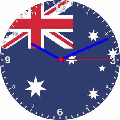 Flag Clock  - Beginning With A - G, Flag Of Your Chosen Country On A Quartz Clock, Stand or Wall Mounted, 200mm - Australia