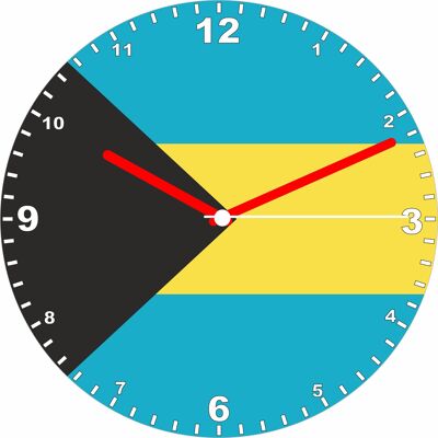 Flag Clock  - Beginning With A - G, Flag Of Your Chosen Country On A Quartz Clock, Stand or Wall Mounted, 200mm - Bahamas