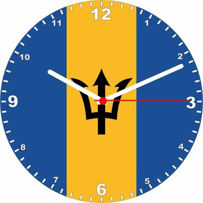 Flag Clock  - Beginning With A - G, Flag Of Your Chosen Country On A Quartz Clock, Stand or Wall Mounted, 200mm - Barbados