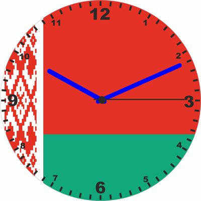 Flag Clock  - Beginning With A - G, Flag Of Your Chosen Country On A Quartz Clock, Stand or Wall Mounted, 200mm - Belarus