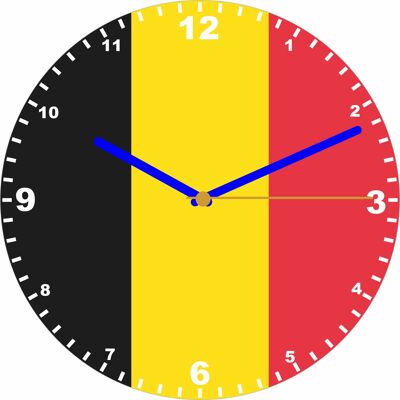 Flag Clock  - Beginning With A - G, Flag Of Your Chosen Country On A Quartz Clock, Stand or Wall Mounted, 200mm - Belgium