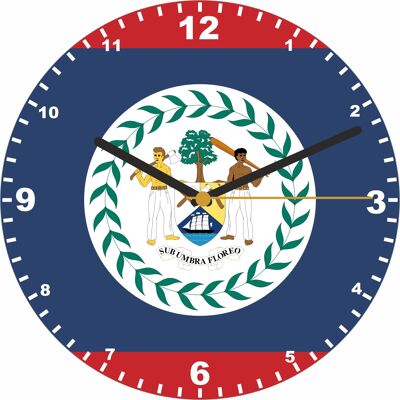 Flag Clock  - Beginning With A - G, Flag Of Your Chosen Country On A Quartz Clock, Stand or Wall Mounted, 200mm - Beliz