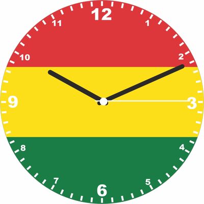 Flag Clock  - Beginning With A - G, Flag Of Your Chosen Country On A Quartz Clock, Stand or Wall Mounted, 200mm - Bolivia