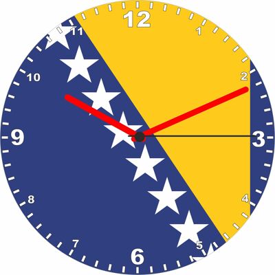 Flag Clock  - Beginning With A - G, Flag Of Your Chosen Country On A Quartz Clock, Stand or Wall Mounted, 200mm - Bosnia and Herzegovina