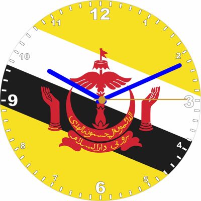 Flag Clock  - Beginning With A - G, Flag Of Your Chosen Country On A Quartz Clock, Stand or Wall Mounted, 200mm - Brunei