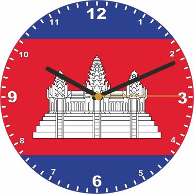 Flag Clock  - Beginning With A - G, Flag Of Your Chosen Country On A Quartz Clock, Stand or Wall Mounted, 200mm - Cambodia