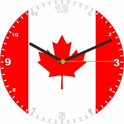 Flag Clock  - Beginning With A - G, Flag Of Your Chosen Country On A Quartz Clock, Stand or Wall Mounted, 200mm - Canada