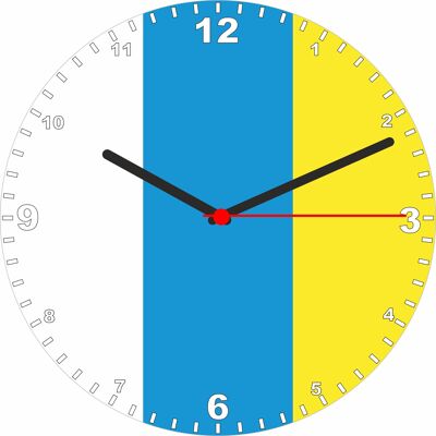Flag Clock  - Beginning With A - G, Flag Of Your Chosen Country On A Quartz Clock, Stand or Wall Mounted, 200mm - Canary Islands