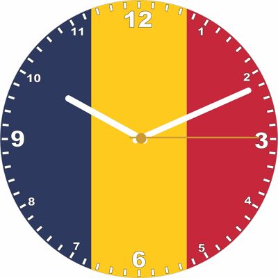 Flag Clock  - Beginning With A - G, Flag Of Your Chosen Country On A Quartz Clock, Stand or Wall Mounted, 200mm - Chad