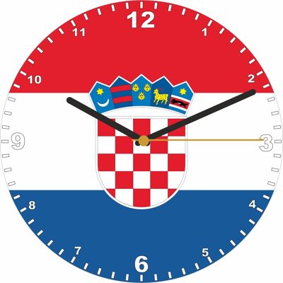 Flag Clock  - Beginning With A - G, Flag Of Your Chosen Country On A Quartz Clock, Stand or Wall Mounted, 200mm - Croatia