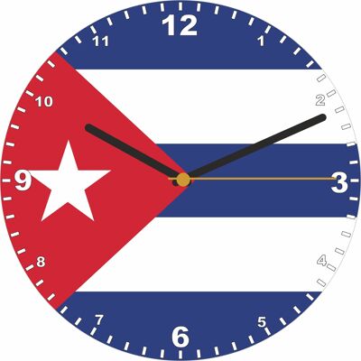 Flag Clock  - Beginning With A - G, Flag Of Your Chosen Country On A Quartz Clock, Stand or Wall Mounted, 200mm - Cuba