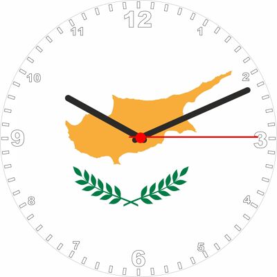 Flag Clock  - Beginning With A - G, Flag Of Your Chosen Country On A Quartz Clock, Stand or Wall Mounted, 200mm - Cyprus