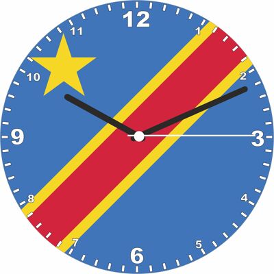Flag Clock  - Beginning With A - G, Flag Of Your Chosen Country On A Quartz Clock, Stand or Wall Mounted, 200mm - Democratic Republic Of Congo