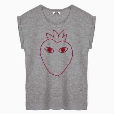 RED LOGO SILHOUETTE GRAY WOMEN'S T-SHIRT