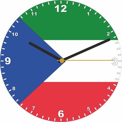 Flag Clock  - Beginning With A - G, Flag Of Your Chosen Country On A Quartz Clock, Stand or Wall Mounted, 200mm - Equatorial Guinea
