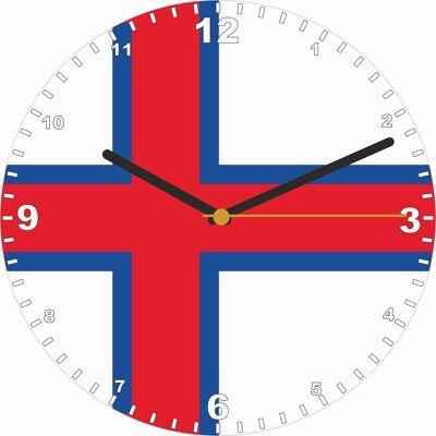 Flag Clock  - Beginning With A - G, Flag Of Your Chosen Country On A Quartz Clock, Stand or Wall Mounted, 200mm - Faroe Islands