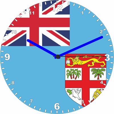 Flag Clock  - Beginning With A - G, Flag Of Your Chosen Country On A Quartz Clock, Stand or Wall Mounted, 200mm - Fiji