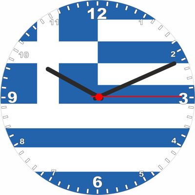 Flag Clock  - Beginning With A - G, Flag Of Your Chosen Country On A Quartz Clock, Stand or Wall Mounted, 200mm - Greece