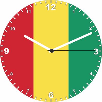Flag Clock  - Beginning With A - G, Flag Of Your Chosen Country On A Quartz Clock, Stand or Wall Mounted, 200mm - Guinea
