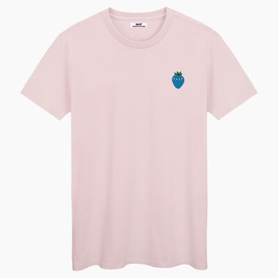 T-SHIRT UNISEXE LOGO ROSE CRÈME BLEU