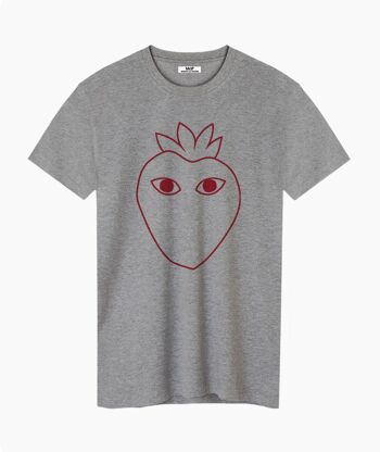 T-SHIRT UNISEXE GRIS SILHOUETTE LOGO ROUGE 1