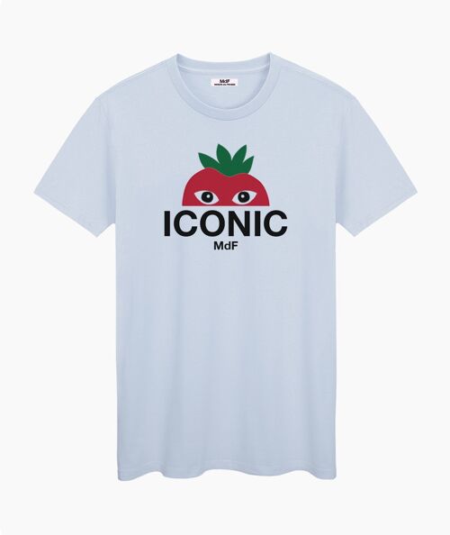 Iconic logo red 1/2 blue cream unisex t-shirt