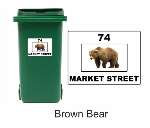 Kaufen Sie 3 x Mülltonnen-Aufkleber mit Tiermotiven, Adressschild, Haus,  Zuhause oder Geschäft, Türnummer, Straßenname, A5- oder A4-Größe – A5 (210  mm x 147 mm) – Brauner Bär zu Großhandelspreisen