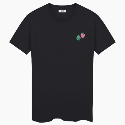 Neo mint and pink logos black unisex t-shirt