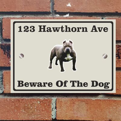 Beware of The Dog, Doberman German Shepherd Pitbull Rottweiler, Address Sign For House Home or Business, Door Number Road Name Plaque, in A5 or A4 Size - A4 (297mm x 210mm) - Ivory - Pitbull