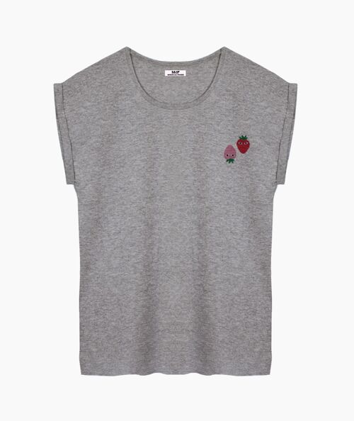 Pink and red logos gray women's t-shirt