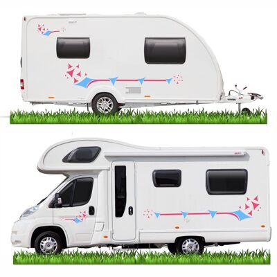 Graphics Decals For Motorhome Caravan Motorhome Transit Van Minibus SWB LWB MH012 - Pink & Ice Blue