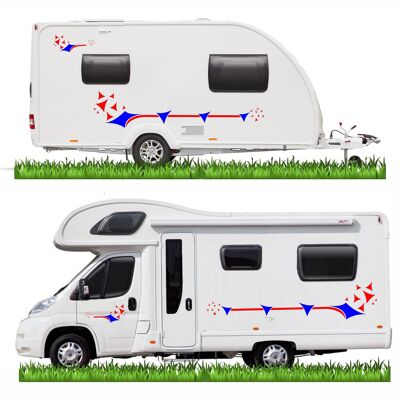 Graphics Decals For Motorhome Caravan Motorhome Transit Van Minibus SWB LWB MH012 - Red & Blue
