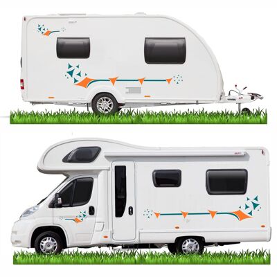 Graphics Decals For Motorhome Caravan Motorhome Transit Van Minibus SWB LWB MH012 - Teal & Orange