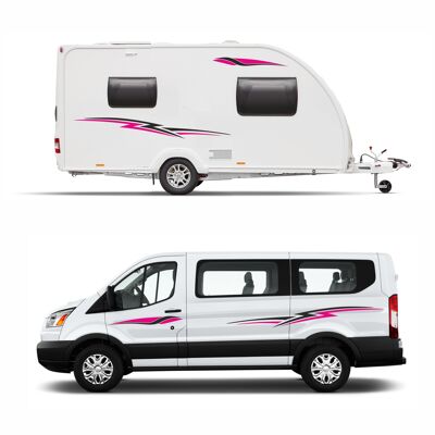 Graphics Decals For Motorhome Caravan Campervan VW T4, T5, Berlingo, Transit Van Minibus MH006 - Black & Pink
