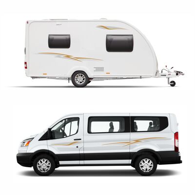 Graphics Decals For Motorhome Caravan Campervan VW T4, T5, Berlingo, Transit Van Minibus MH006 - Gold & Silver