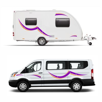 Graphics Decals For Motorhome Caravan Campervan Vivaro Transit Van Minibus MH005 - Red & Blue