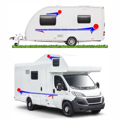 Motorhome Horsebox Caravan Campervan Decal Vinyl Graphics Stickers Design MH011 - Blue & Red