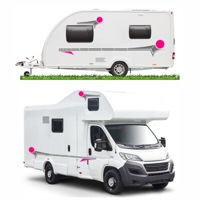 Motorhome Horsebox Caravan Campervan Decal Vinyl Graphics Stickers Design MH011 - Dark Grey & Pink