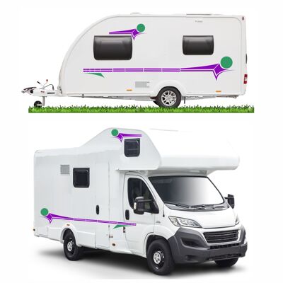 Motorhome Horsebox Caravan Campervan Decal Vinyl Graphics Stickers Design MH011 - Purple & Green
